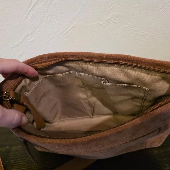 NWT The Sak Melrose Suede Crossbody/Shoulder Bag, Tobacco Brown - Picture 3 of 5